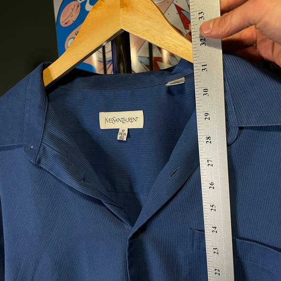 Yves Saint Laurent Deep Blue Collared Shirt mens XL - Picture 4 of 5